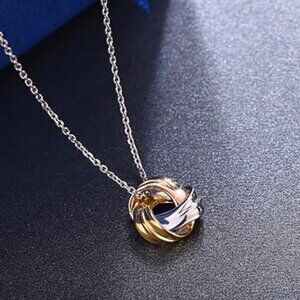 Tri-Coloured Love Knot Pendant with Necklace